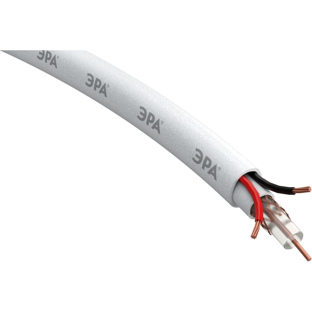 Кабель для аналогового видеонаблюдения ЭРА K-0.5-PVC КВК-В-2 +2x0,5 мм.кв., бухта 200 м, белый, Б0052732