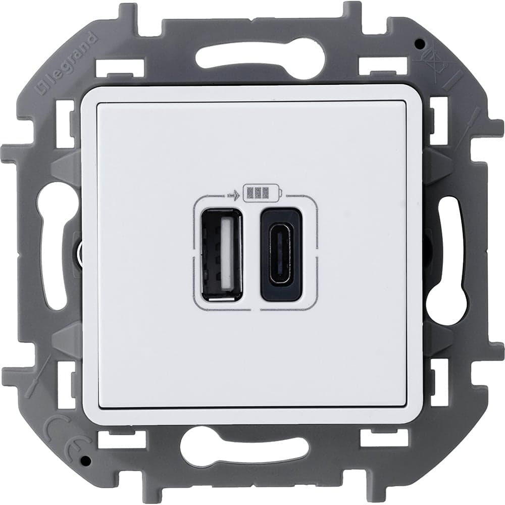 Зарядное устройство с двумя USB-разьемами Legrand A-C 240В/5В 3000мА - INSPIRIA - белый 673760