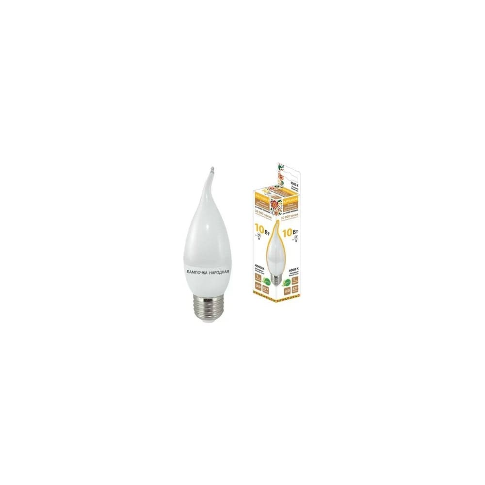Светодиодная лампа TDM ELECTRIC WFС37-10 Вт-230 В -4000 К–E27 свеча на ветру Народная SQ0340-1601