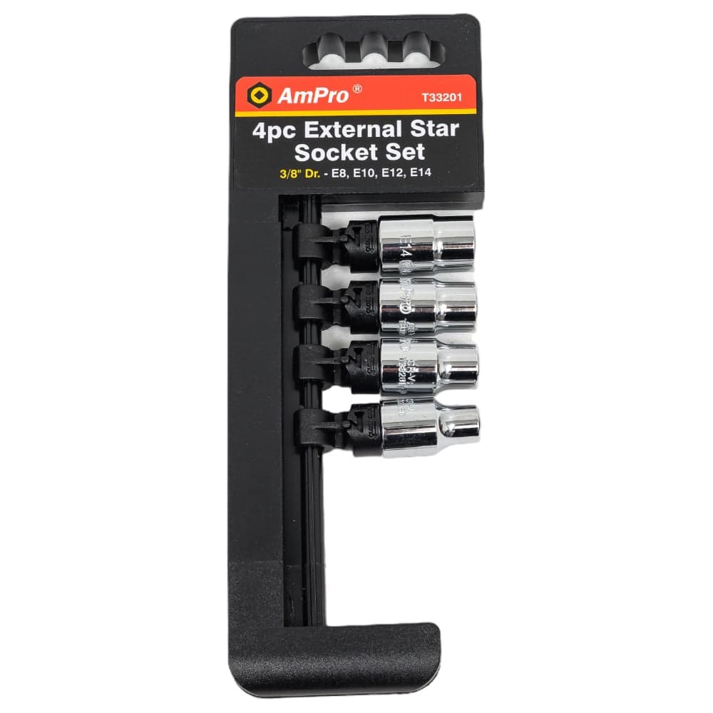 Набор головок Torx 3/8, на планке E8, E10, E12, E14 AmPro T33201