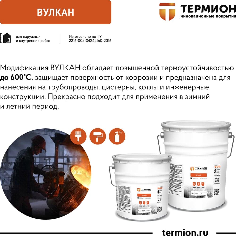 Жидкая теплоизоляция ТЕРМИОН Вулкан 20 л 21168478