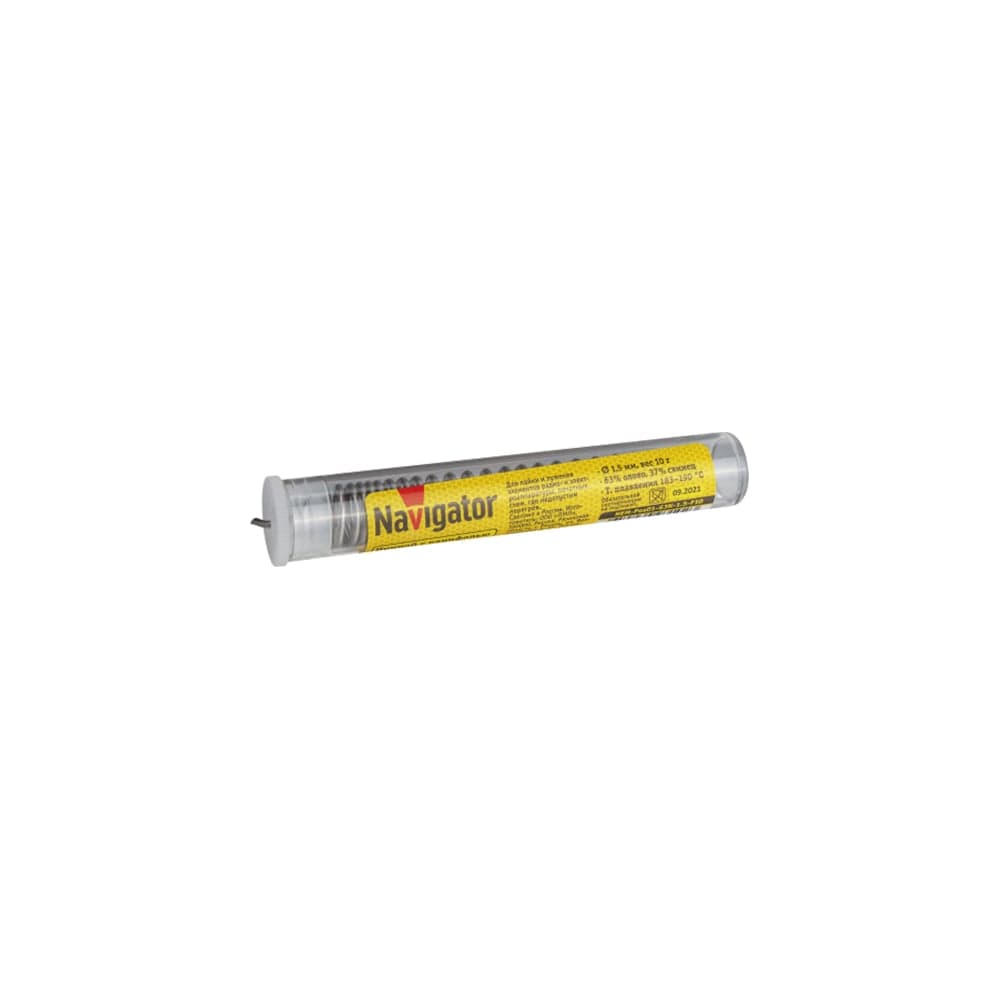 Припой NEM-Pos01-63K-1.5-F10 ПОС-63 (10 гр; 1.5 мм; колба) Navigator 93102