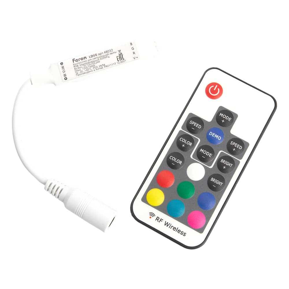 Контроллер RGB mini для светодиодной ленты FERON с П/У, 12-24V, LD66 48032