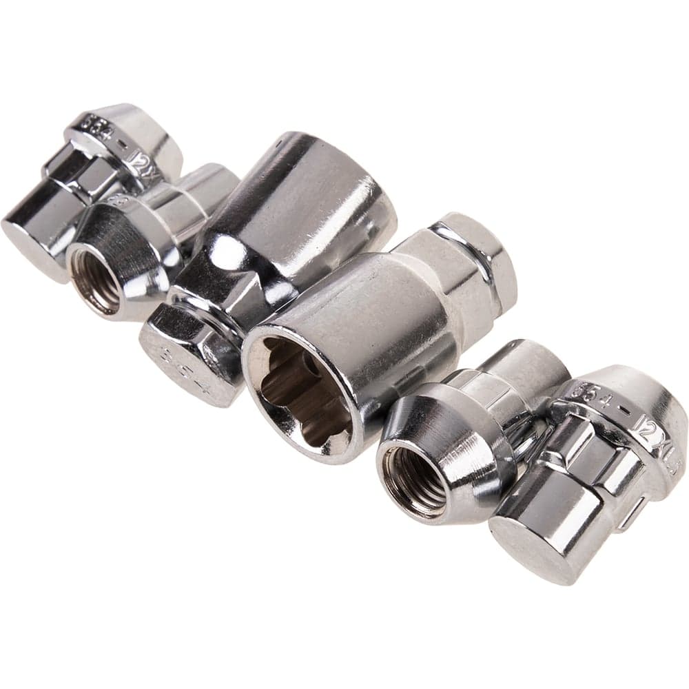 Гайки секретки М12x1.50, 32 мм, конус закр 5 луч 2 кл, хром 005, 4 шт SKYWAY S10702005