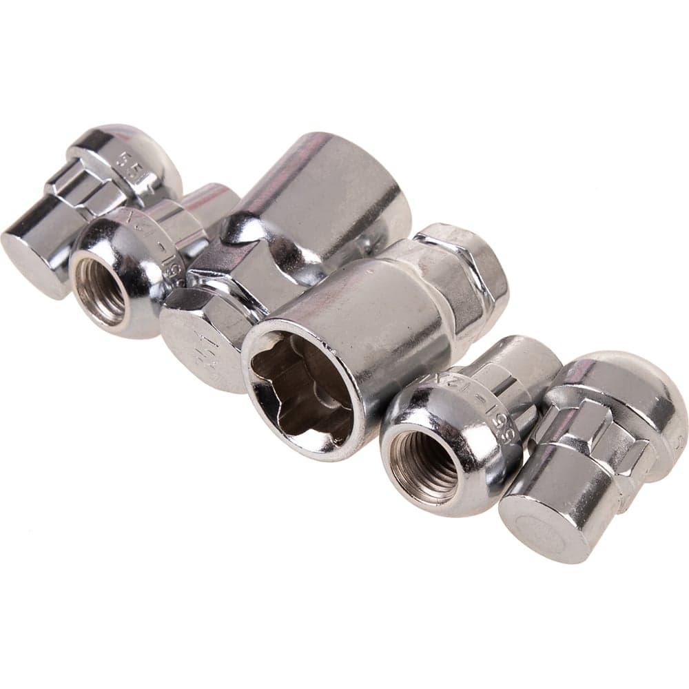 Гайки секретки M12x1.50, 32 мм, сфера закр 5 луч 2 кл, хром 003, 4 шт SKYWAY S10702003