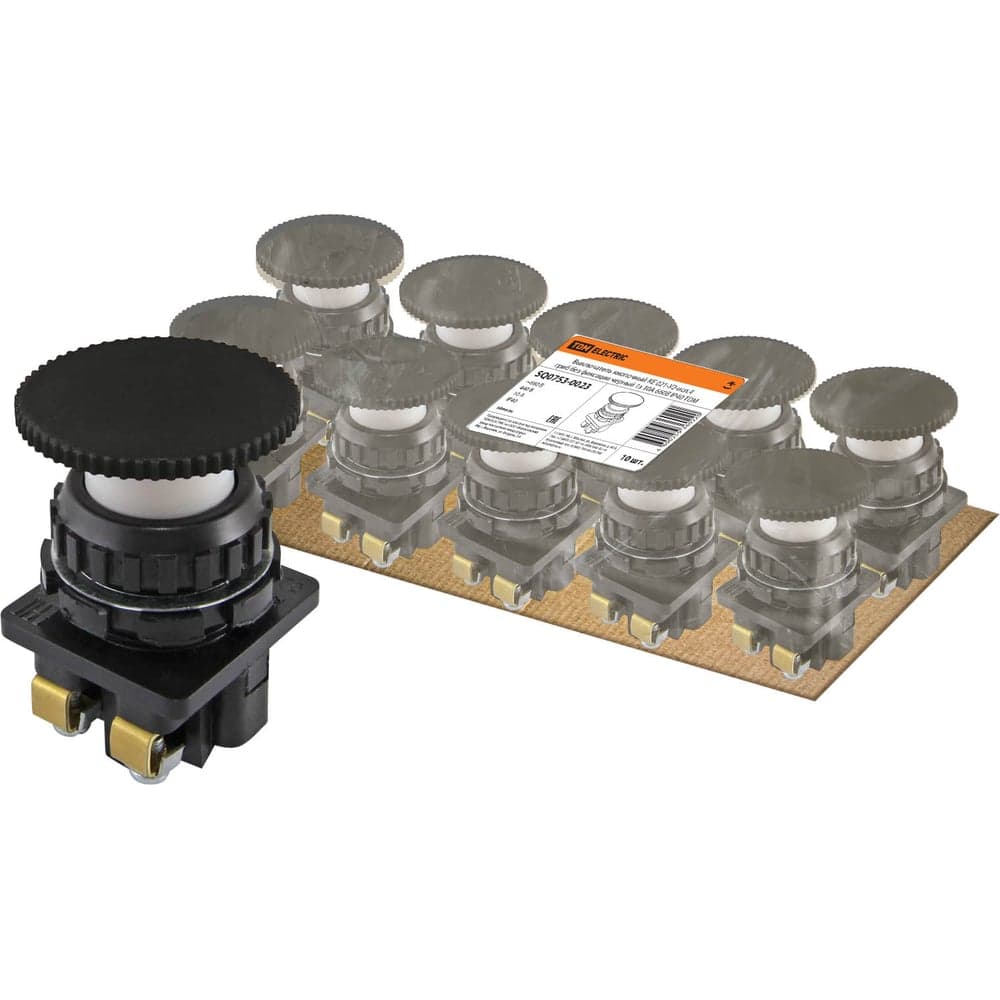 Выключатель TDM ELECTRIC кнопочный КЕ 021-У2-исп.4 гриб без фиксации черный 1з 10A 660B IP40 SQ0753-0023