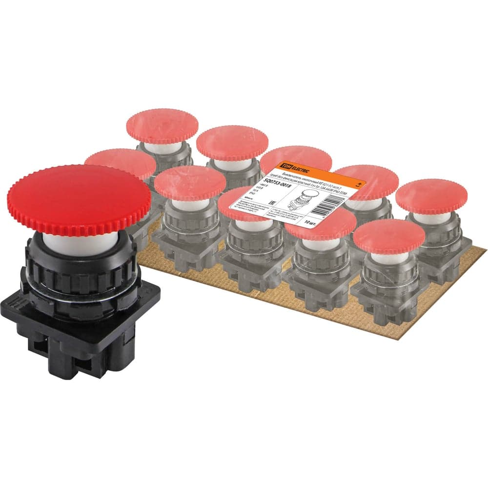 Выключатель TDM ELECTRIC кнопочный КЕ 021-У2-исп.2 гриб без фиксации красный 1з+1р 10A 660B IP40 SQ0753-0018