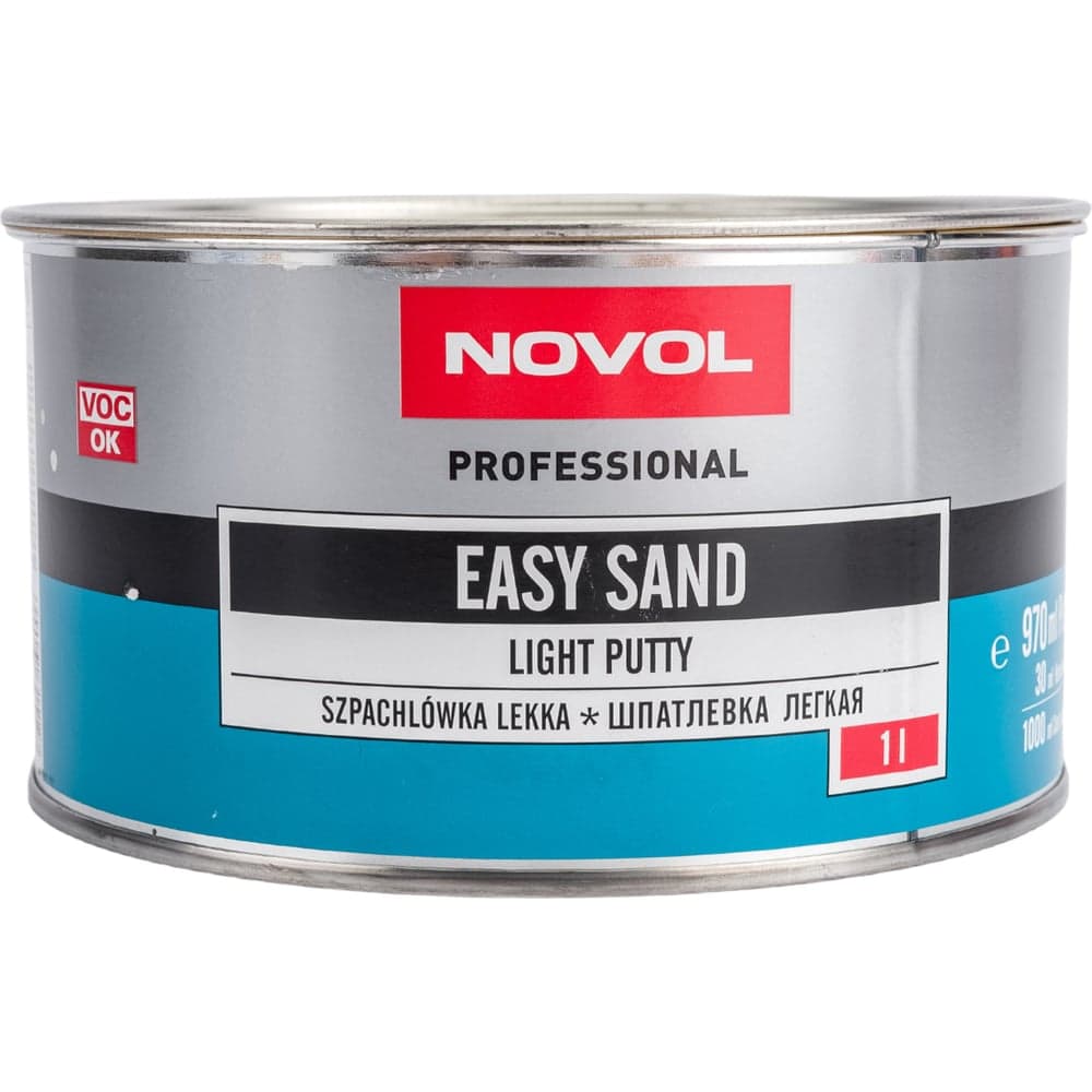 Мягкая мелкозернистая шпатлевка NOVOL EASY SAND 1 л + отвердитель 31512