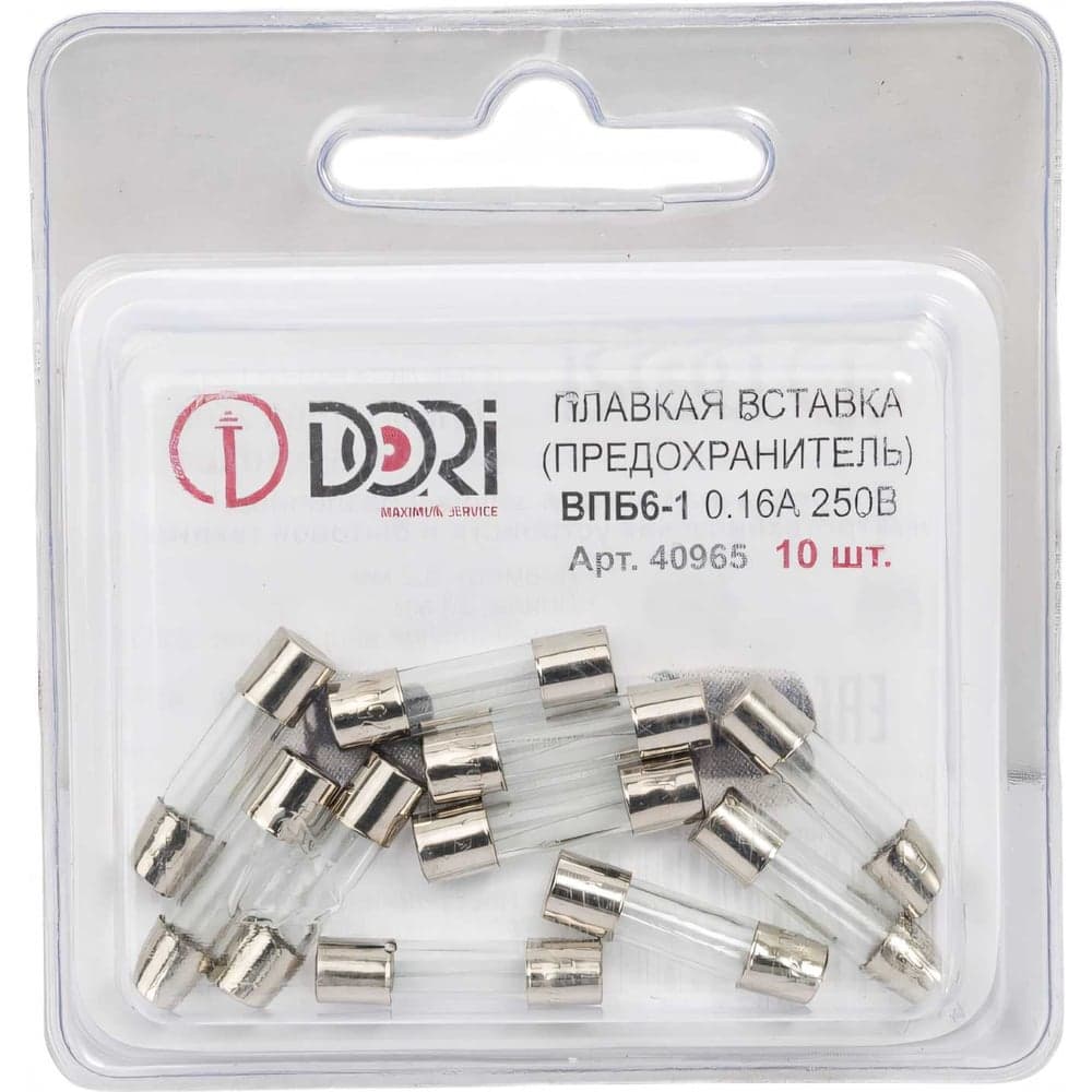 Плавкая вставка DORI ВПБ6-1 0,16А 250В 10 шт 40965