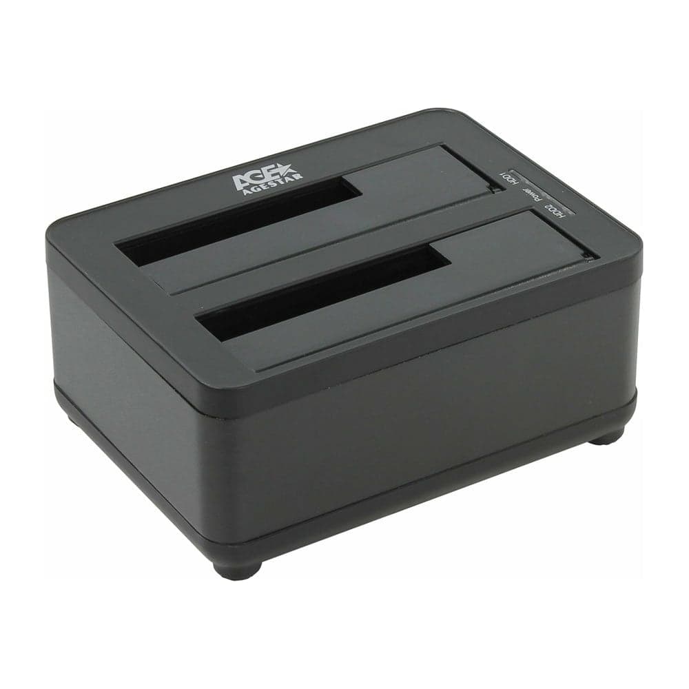 Докстанция AgeStar USB 3.0 2x2,5"/3,5" SATAIII, clone, пластик+алюминий, черная, 3UBT8 (BLACK)