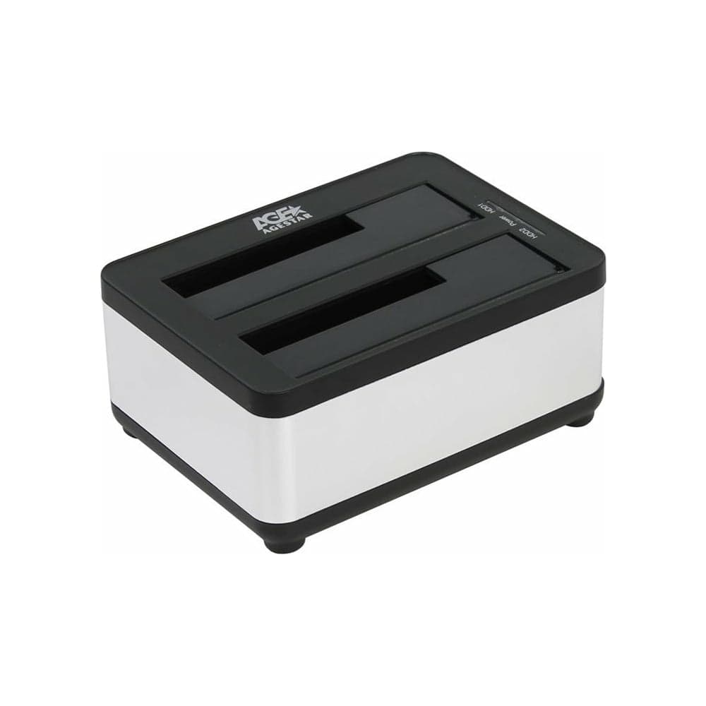 Докстанция AgeStar USB 3.0 2x2,5"/3,5" SATAIII, clone, пластик+алюминий, серебр, 3UBT8 (SILVER)