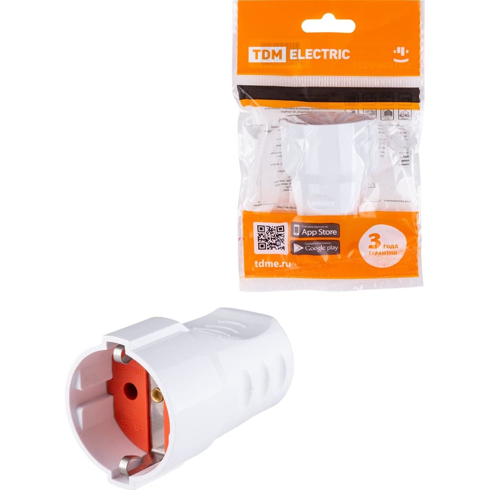 Розетка штепсельная рифленая с заземлением 16А 250B белая TDM ELECTRIC SQ1806-0211