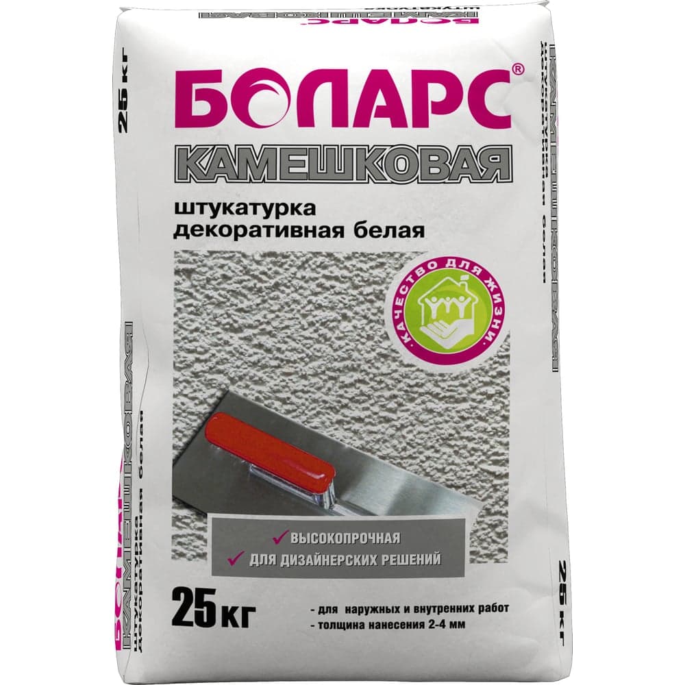 Декоративная штукатурка БОЛАРС Камешковая фракция 1.5 мм, 25 кг 00000006188