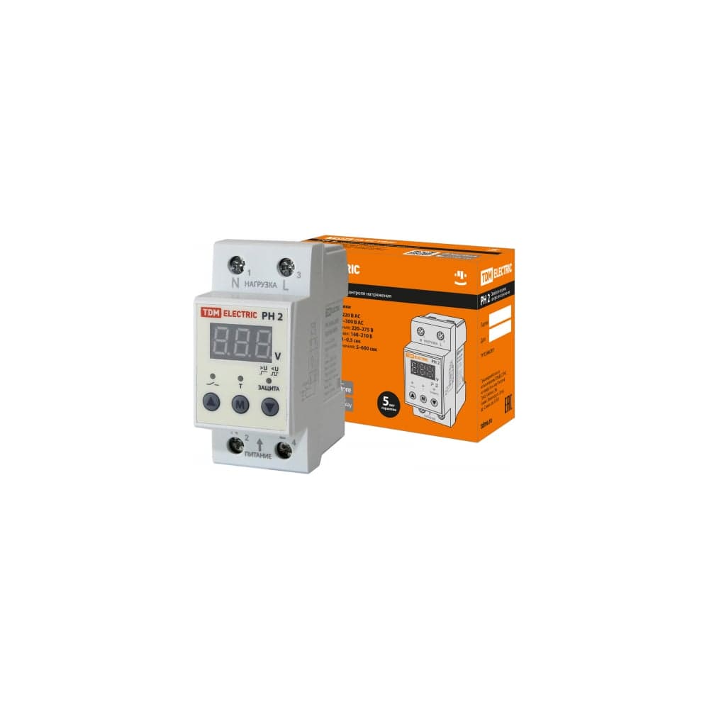 Реле напряжения TDM РН 2 63А-220В LED-дисплей SQ1504-0016
