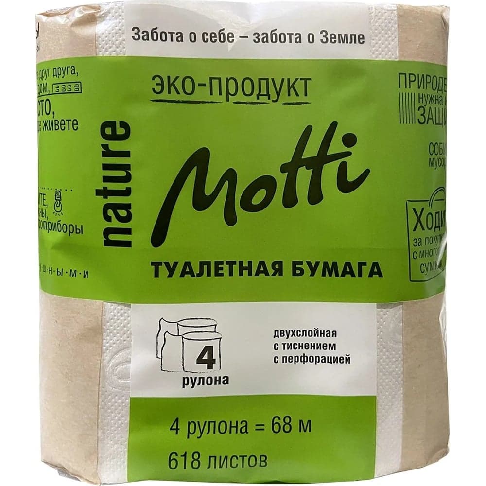 Туалетная бумага в рулонах Motti 2 слоя, 17 м, белая, 4 рул/уп 101714-М