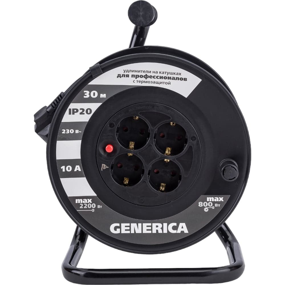 Катушка GENERICA УК30 с т/з 4 места 2P+PE/30м 3x1,0мм2 WKP10-10-04-30-G