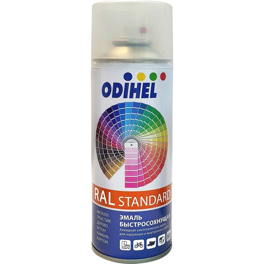 Алкидная аэрозольная эмаль ODIHEL RAL6020 зеленый хром, 520 мл RAL6020A