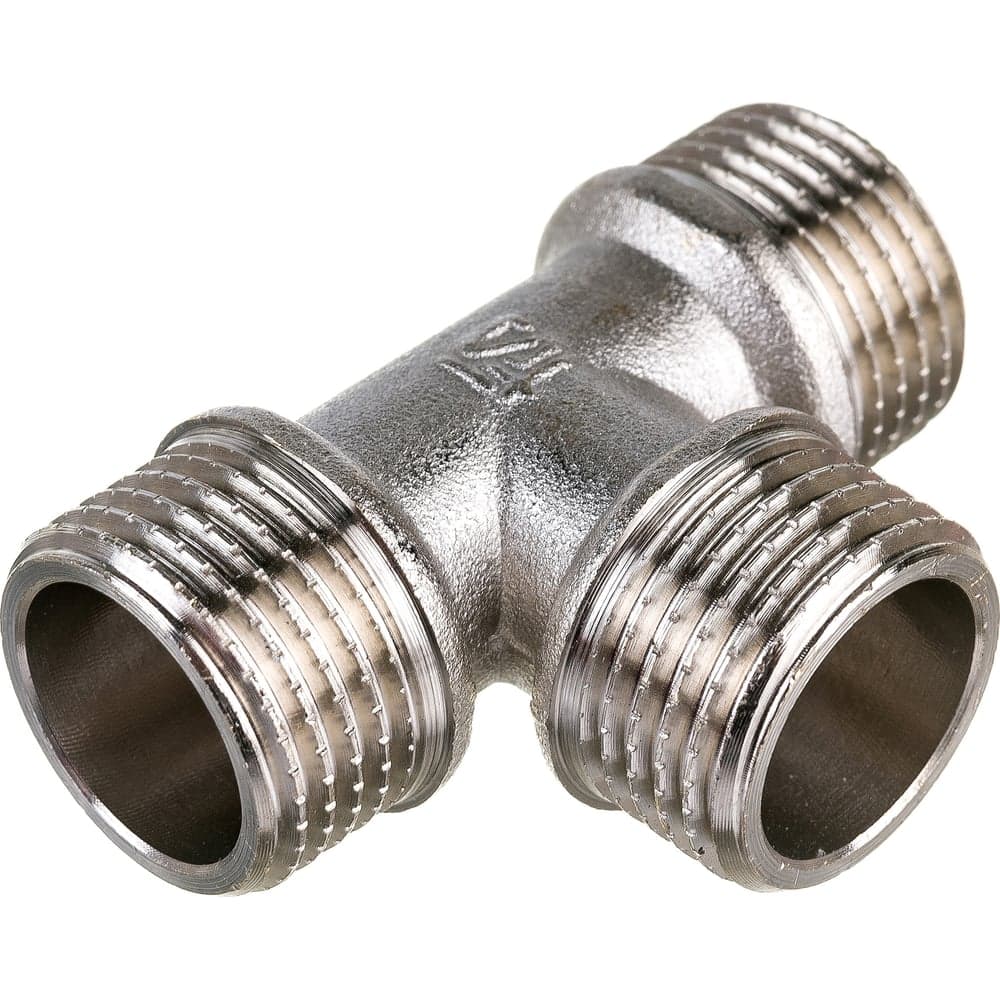 Тройник STI латунный Ду15 (1/2") Н-Н-Н никелированный D190-00073