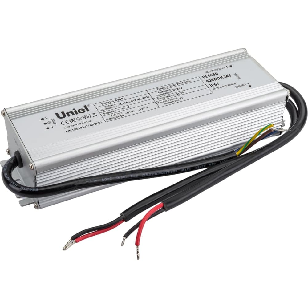Блок питания Uniel для прожекторов линейных DC24V, 400Вт. UET-L50 400W/DC24V IP67 UL-00008438