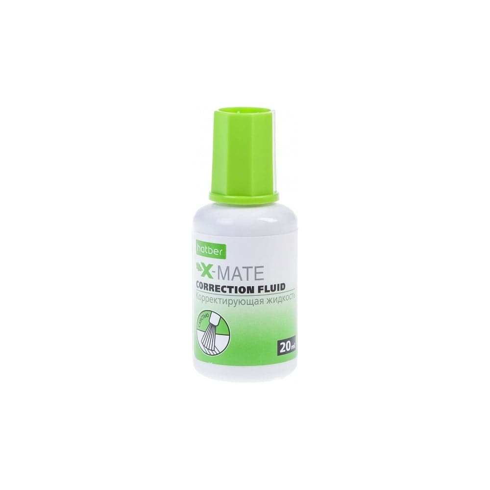 Корректирующая жидкость Hatber X-Mate, на химической основе, 20 мл, с кисточкой 12 шт 071178