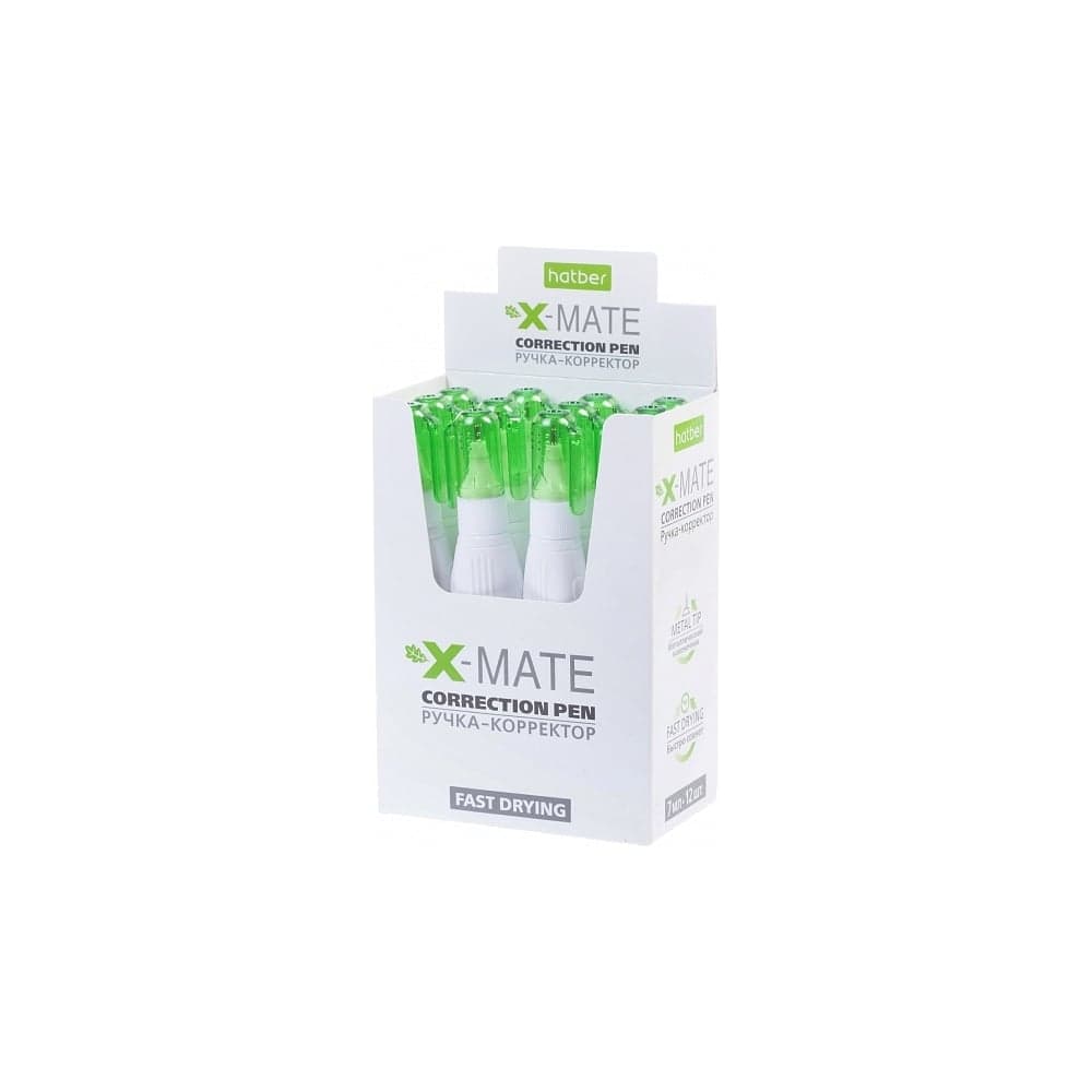 Ручка-корректор Hatber X-Mate 12 мл с метал. наконечником, с колпачком 12 шт 071174