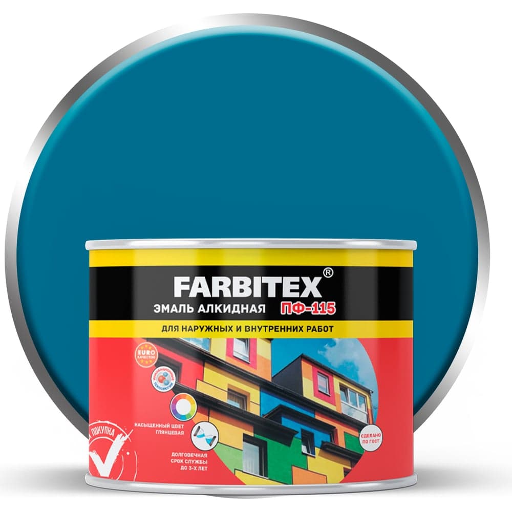 Алкидная эмаль FARBITEX ПФ-115 (голубой; 0.4 кг) 4300009076