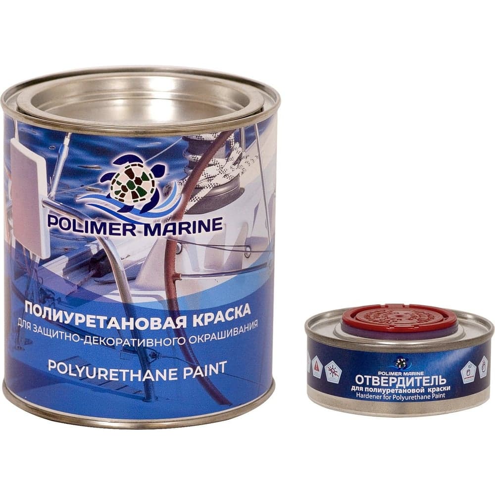Краска POLIMER MARINE полиуретановая двухкомпонентная 2К красная полуглянцевая 1кг 1КППГкр - 2