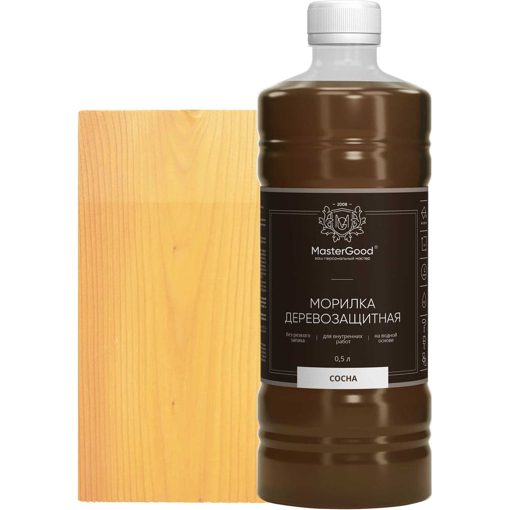 Морилка MasterGood MG Сосна, 0.5 л гот. MG-морилка-0,5/сосна
