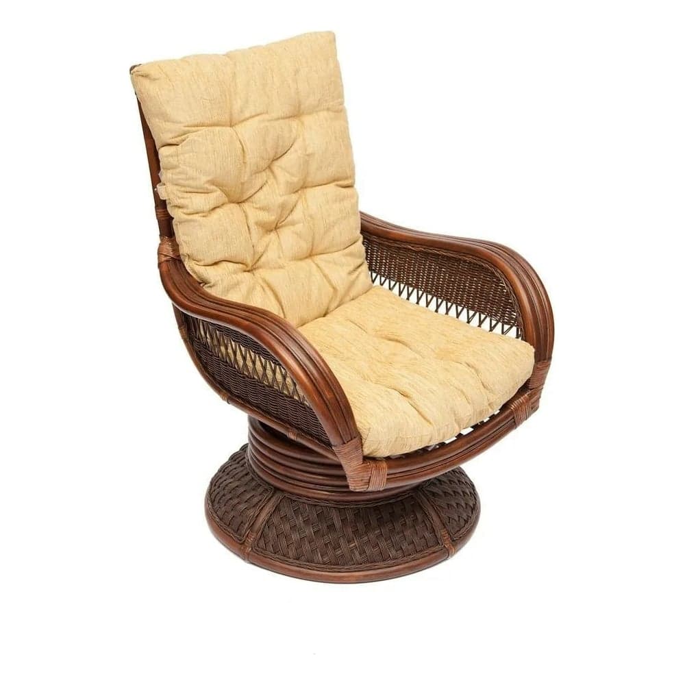 Кресло-качалка с подушкой Tetchair ANDREA Relax Medium Pecan Washed античный орех, ткань 9093