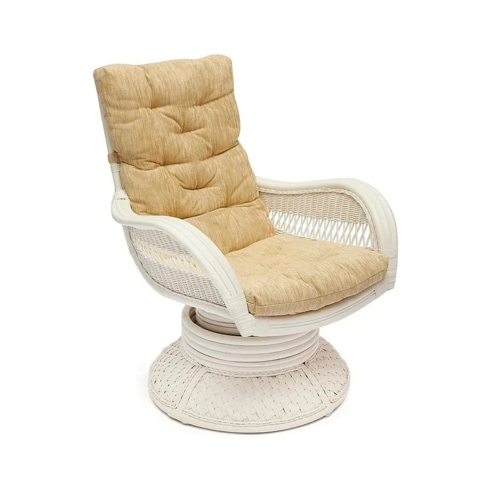 Кресло-качалка с подушкой Tetchair ANDREA Relax Medium TCH White белое, ткань рубчик 10172