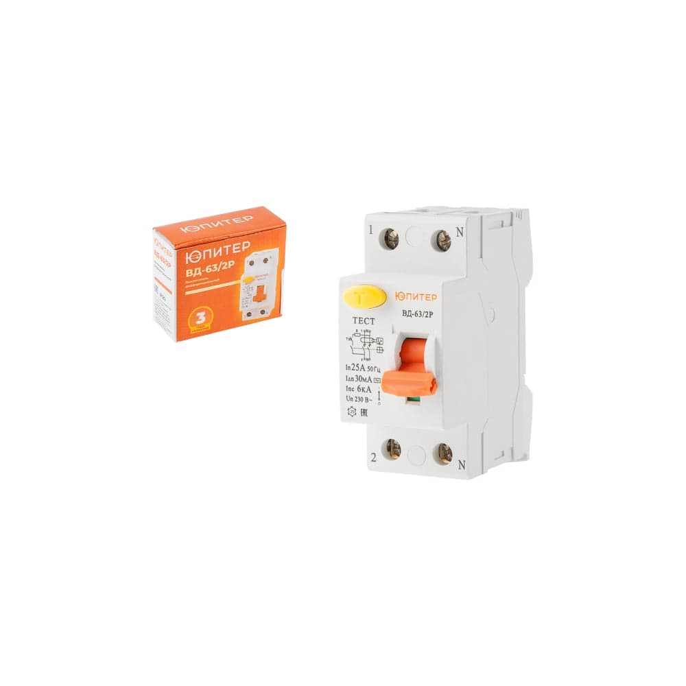 УЗО ЮПИТЕР ВД-63 2P 32А тип AC 30мА JP7512-32