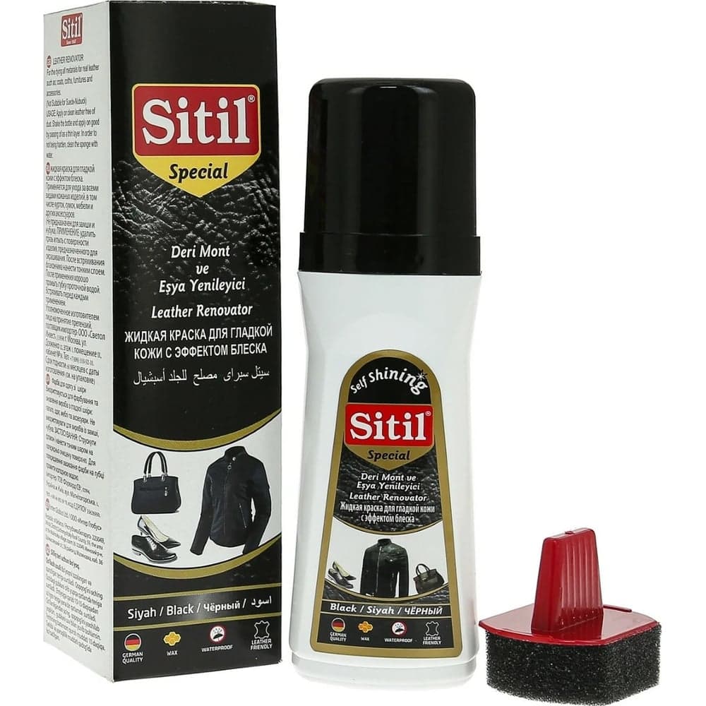 Жидкая краска для гладкой кожи Sitil Leather Renovator черная 100 мл 109.01 SMB