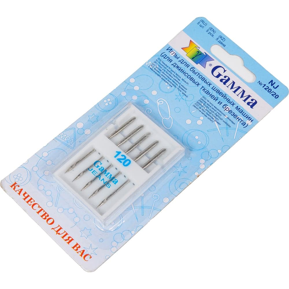 Иглы для бытовых швейных машин для джинсы NJ №120/20 5 шт. Gamma 217461