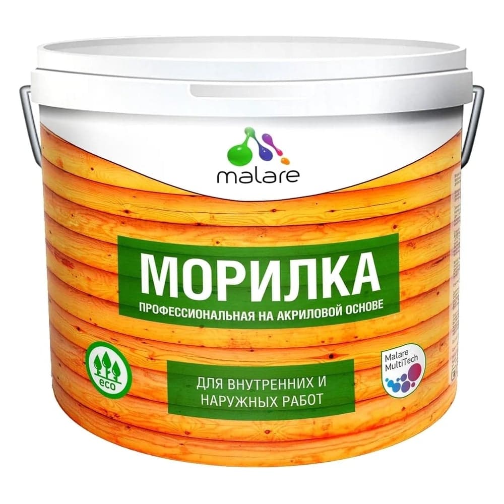 Морилка профессиональная Professional для дерева MALARE, для любых деревянных поверхностей, акриловая, быстро сохнет без запаха, цвет дуб, 9 кг МРЛКДУБПГ0900