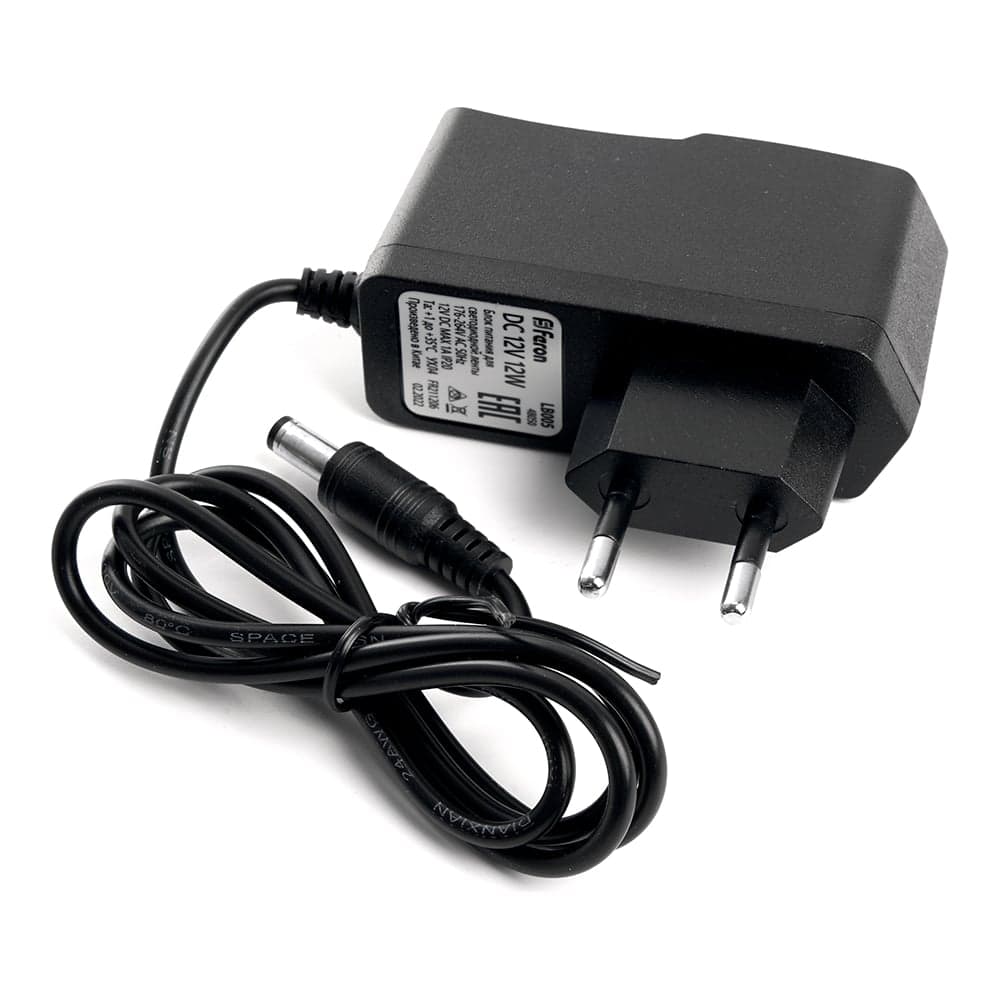 Электронный трансформатор для светодиодной ленты FERON 12W 12V (драйвер), LB005, 48050