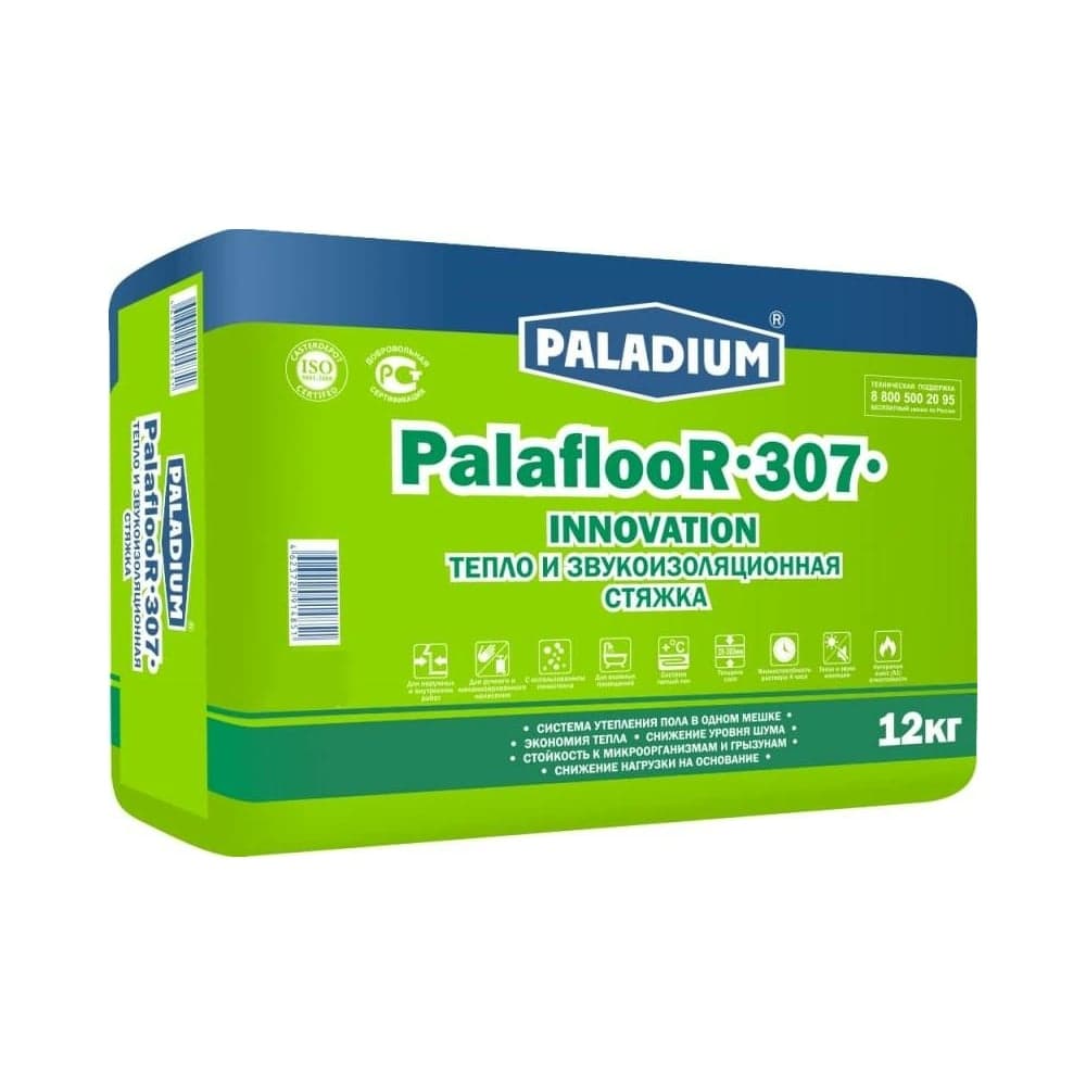 Цементная стяжка с пеностеклом PALADIUM PalaflooR-307 12 кг 15290320