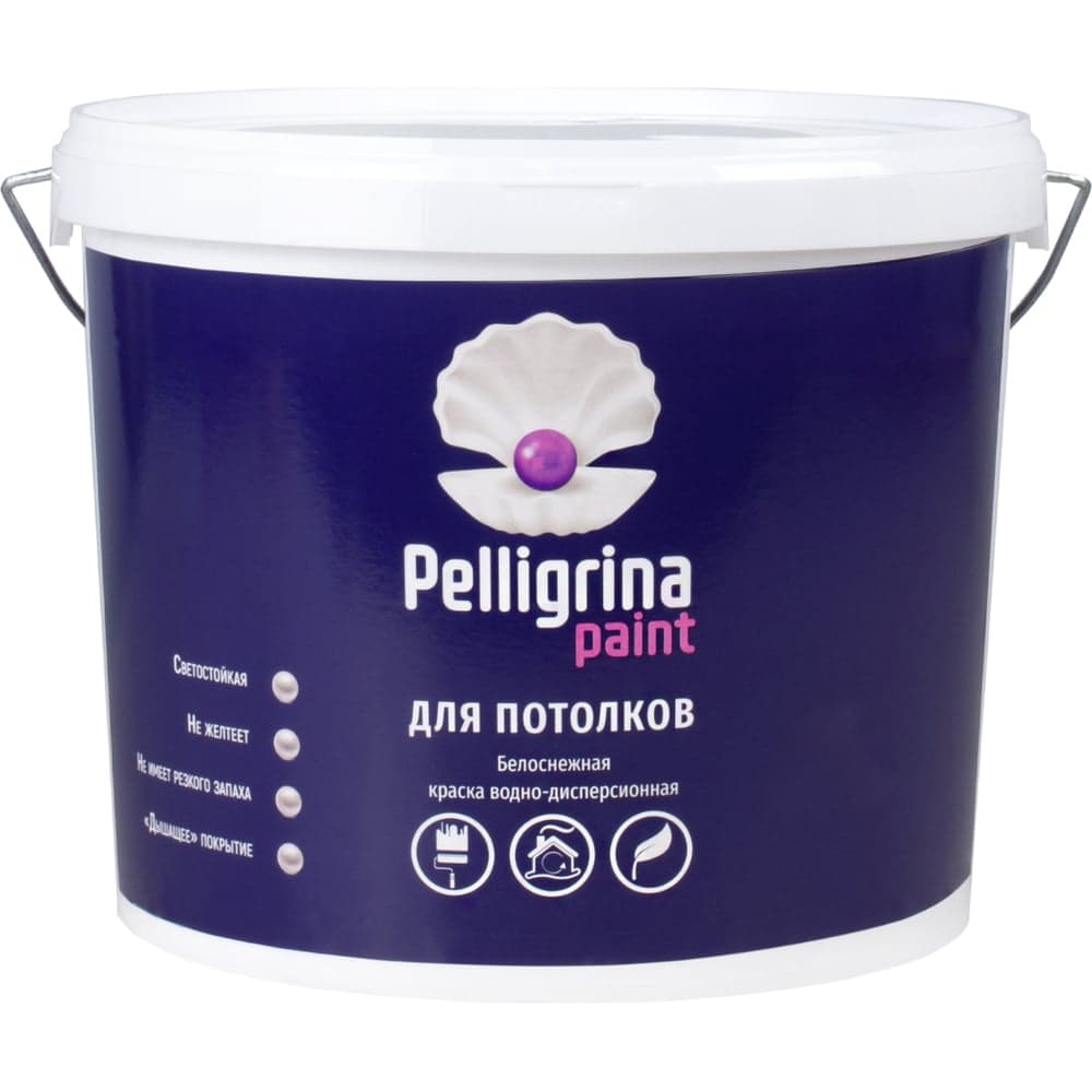 Акриловая краска для потолков PELLIGRINA PAINT белоснежная, 7 кг 231229