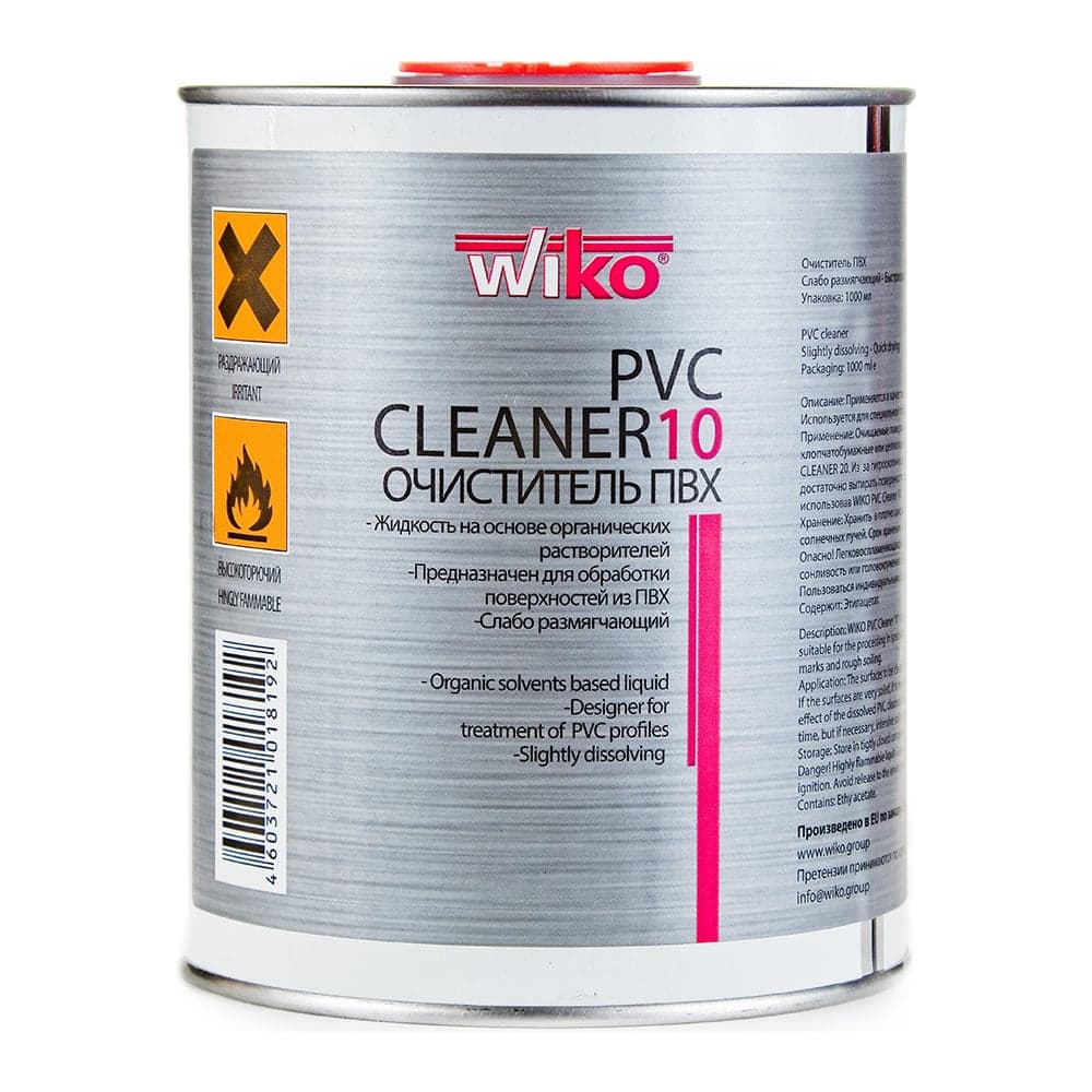 Слаборастворяющий очиститель wiko для ПВХ, Cleaner 10, 1000мл 40010