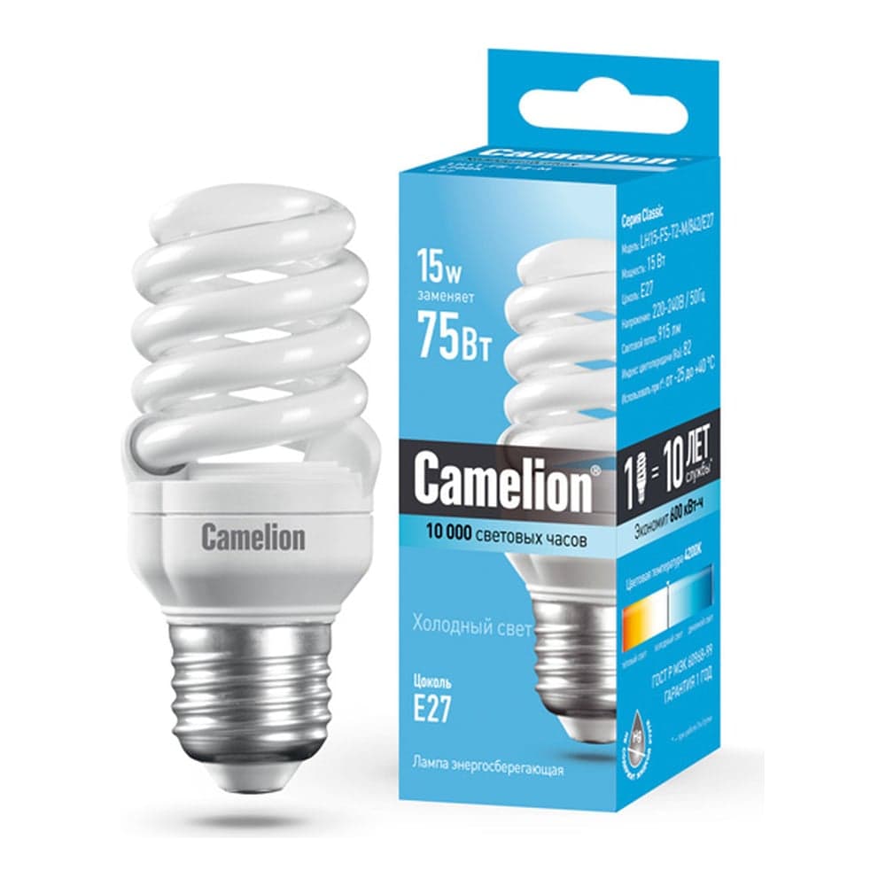 Лампа энергосберегающая 15Вт Camelion LH15-FS-T2-M/842/E27 10522
