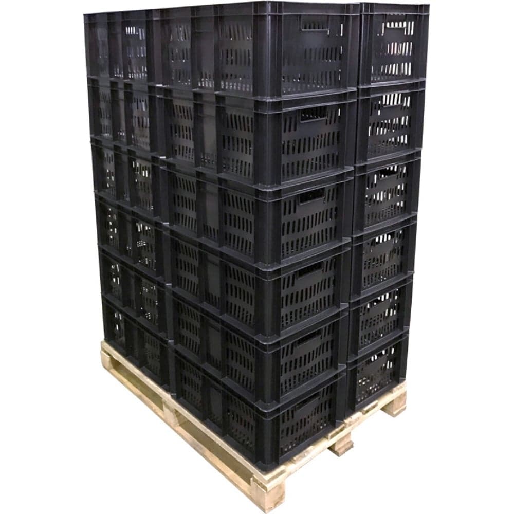 Ящик п/э 600x400x250 перфорированный, комплект, из 24 шт. цв. чёрный Тара.ру 27014