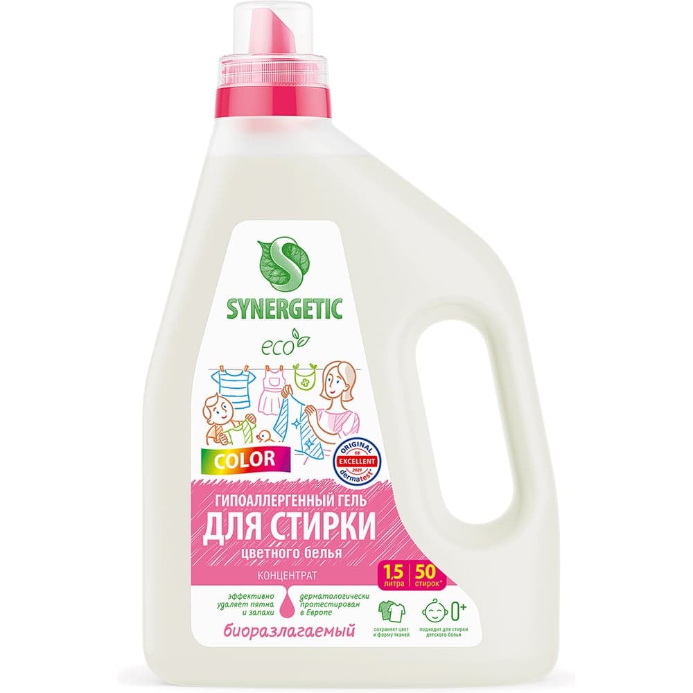 Биоразлагаемый концентрированный гель для стирки SYNERGETIC Color 1.5 л 109805