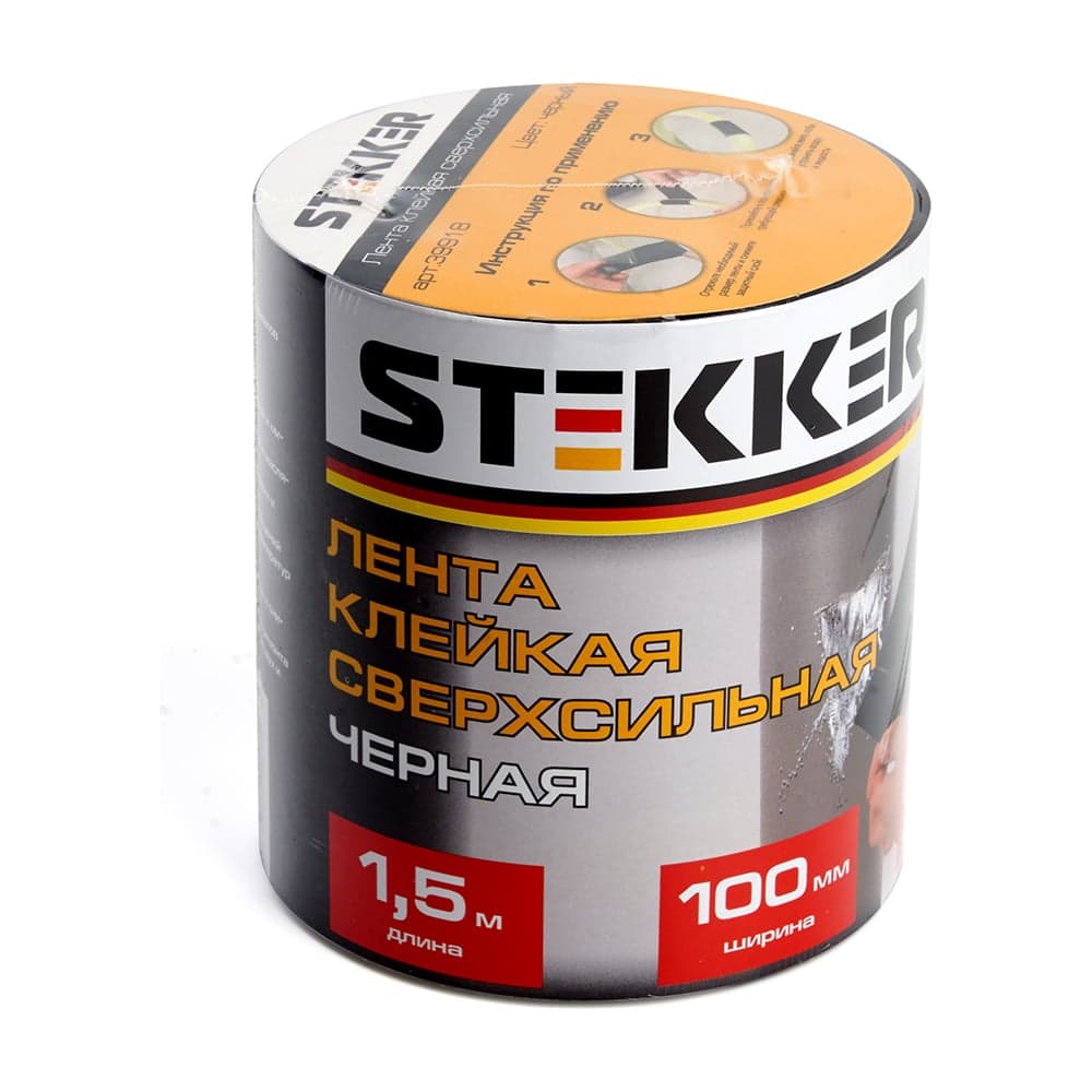 Клейкая сверхсильная лента STEKKER 0,7x100 мм, 1,5 м, черная INTP9-0715-10 39918