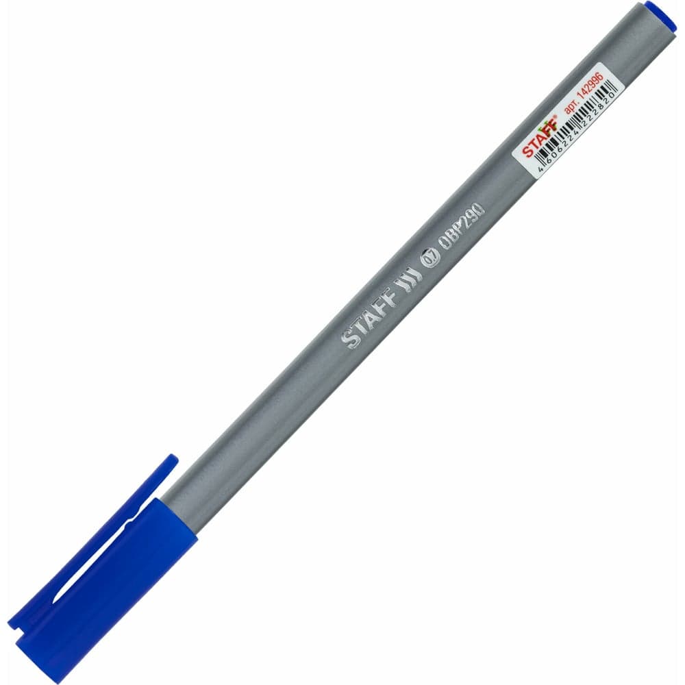 Масляная шариковая ручка STAFF EVERYDAY OBP-290, синяя, трехгранная, узел 0.7 мм линия 0.35 мм 142996