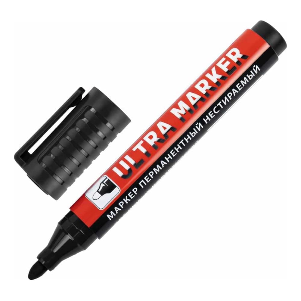 Перманентный маркер BRAUBERG ULTRA MARKER черный, 3.5 мм, с клипом 152204