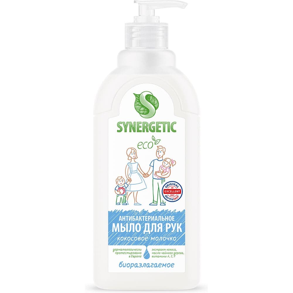Жидкое антибактериальное крем-мыло SYNERGETIC Кокосовое молочко 0.5 л 105062