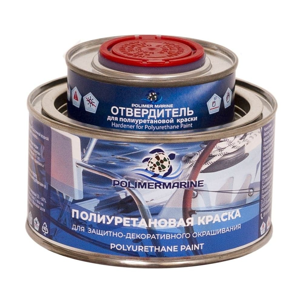 Краска POLIMER MARINE полиуретановая двухкомпонентная 2К красная полуглянцевая 0.5 кг 0.5КППГкр
