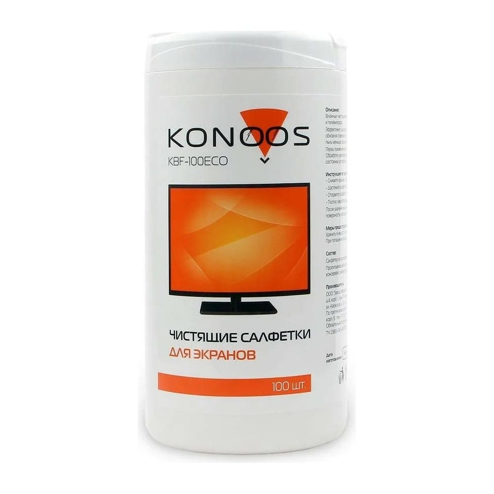Салфетки для ЖК-экранов Konoos в банке 100 шт. KBF-100ECO