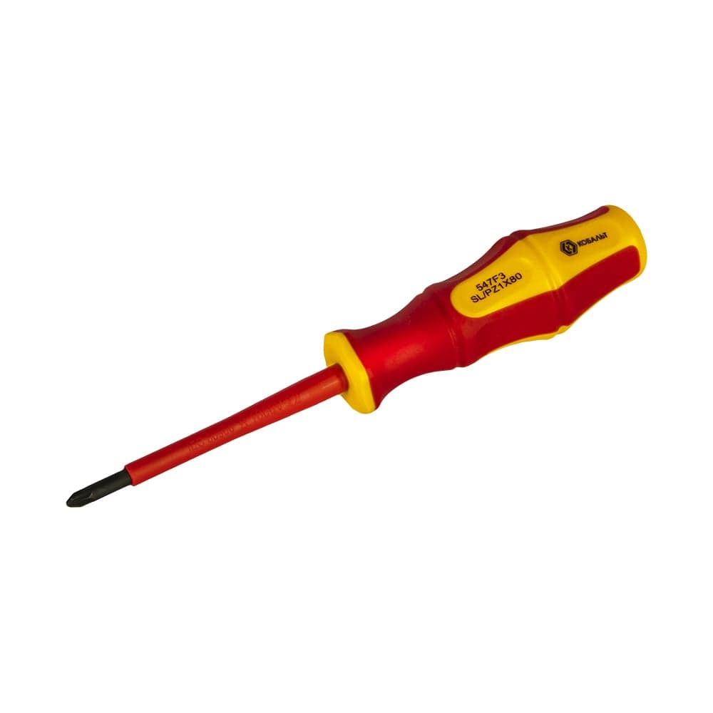 Диэлектрическая отвертка КОБАЛЬТ Ultra Grip FL/PZ-1x80 мм, CR-V, двухкомпонентная рукоятка 799-727