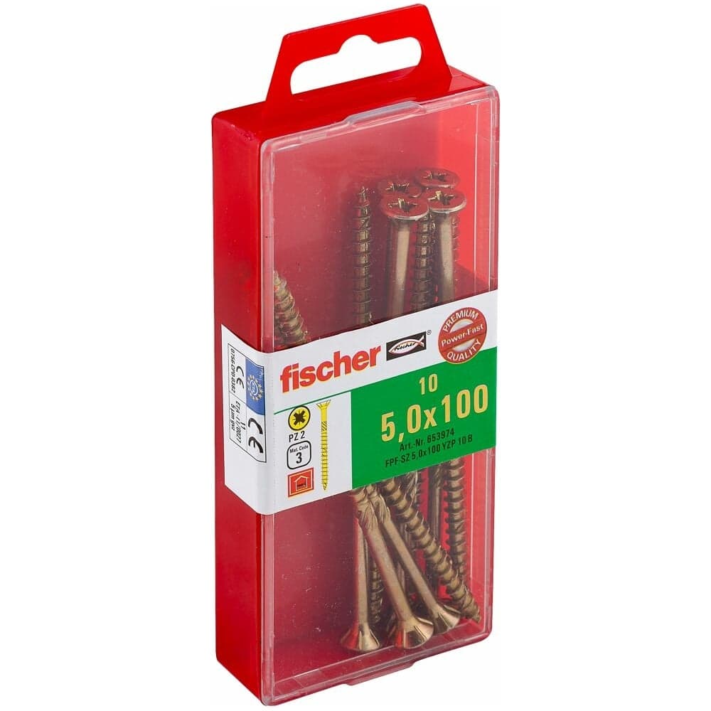 Шуруп для дерева Fischer fpf-sz 5,0x100 yzp, жёлт. цинк, 10 шт. 653974