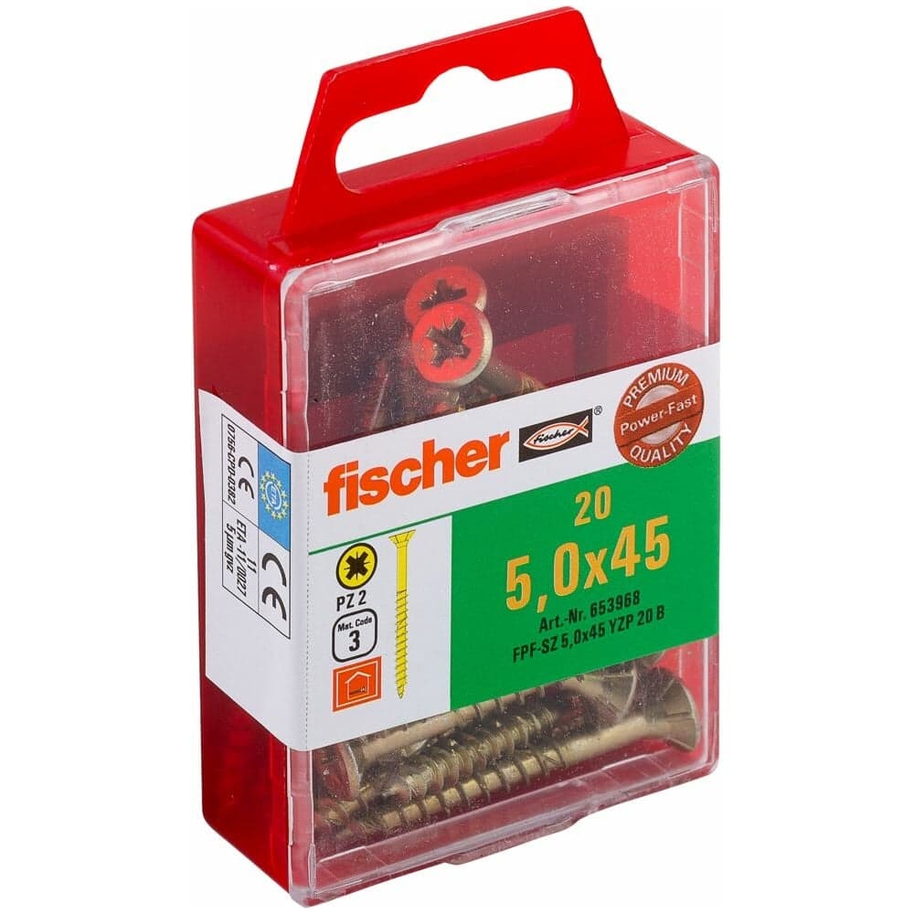 Шуруп для дерева Fischer fpf-sz 5,0x45 yzp, жёлт. цинк, 20 шт. 653968